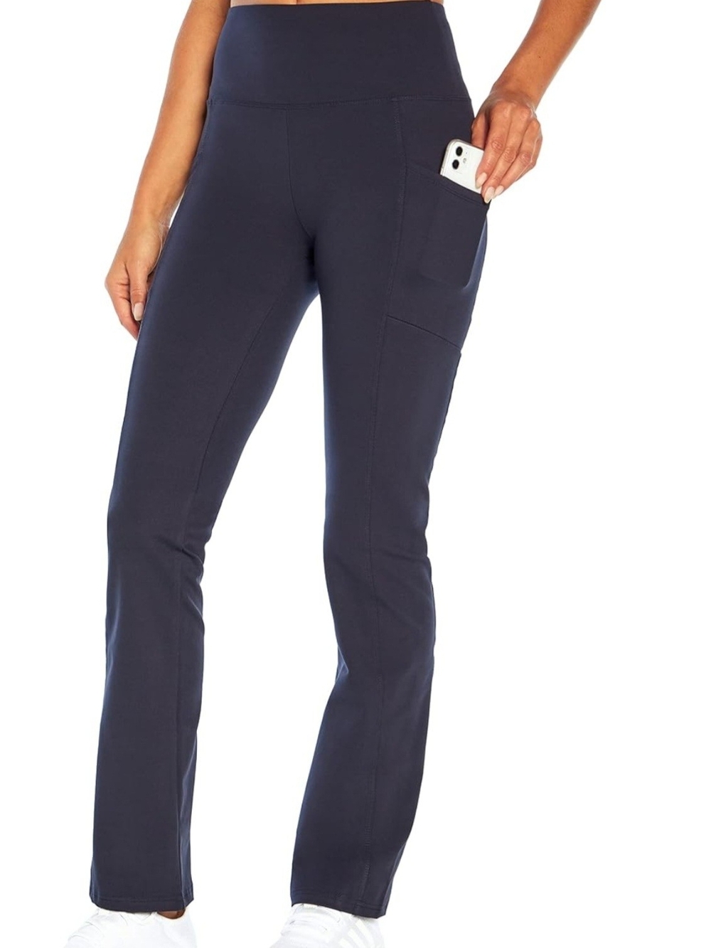 Mid Night Blue Women's Stretch Flare Pants with Side Pocket
